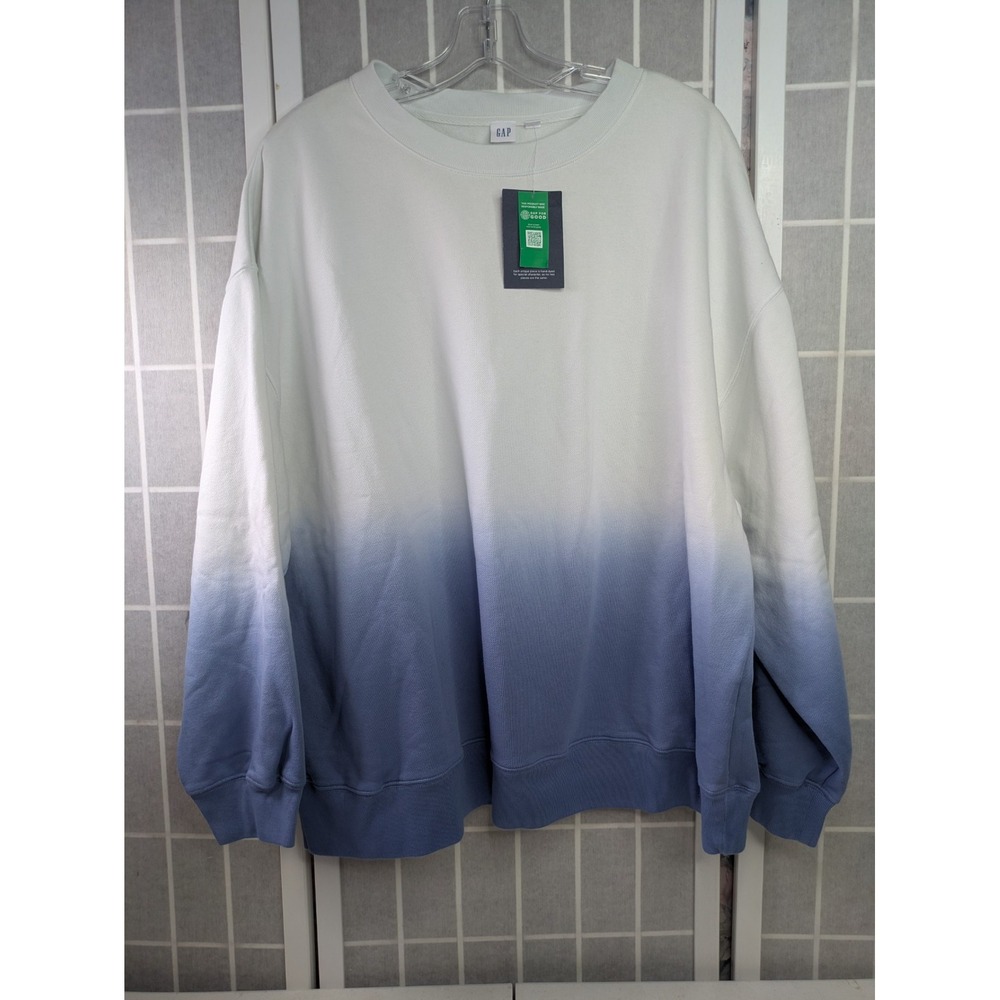 Gap for Good Women's Pullover NWT 2XL Blue White Ombre Fleece Lined Cotton Blend